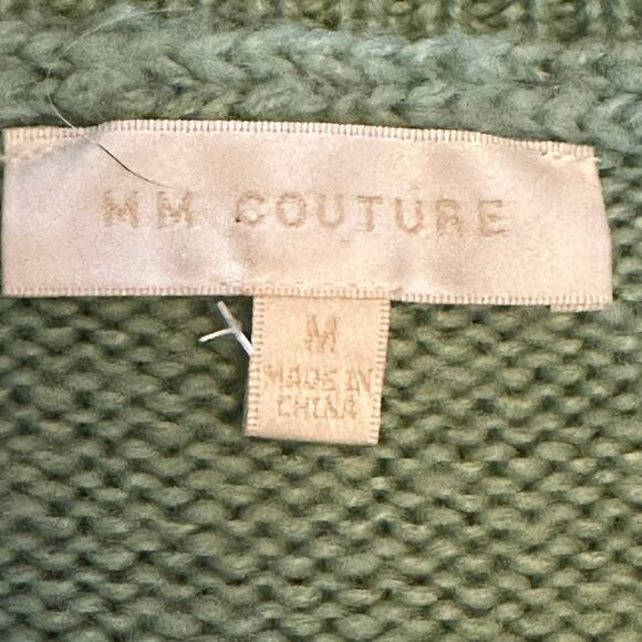 MM Couture Sage Green Cable Knit Open Weave Sweater Size M Soft Lightweight - Picture 4 of 7
